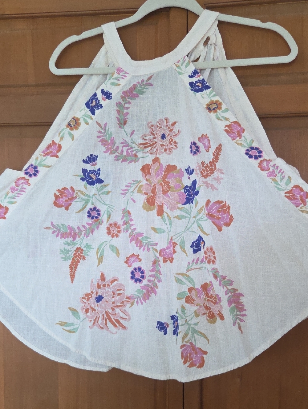 Free People Emily Ivory Floral Halter Tank Top
